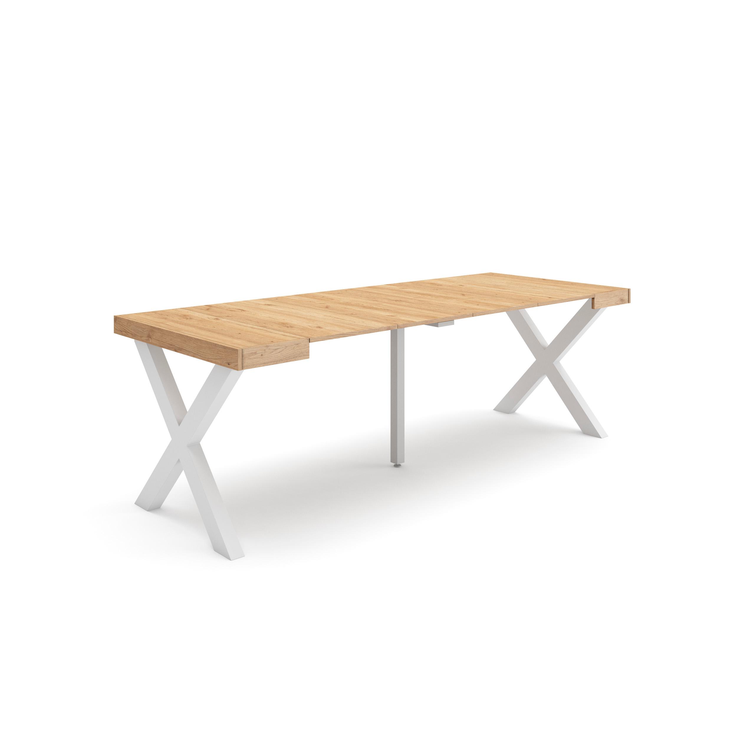 Mesa consola extensible, 58/222x90x73cm, roble, patas madera maciza rf2798