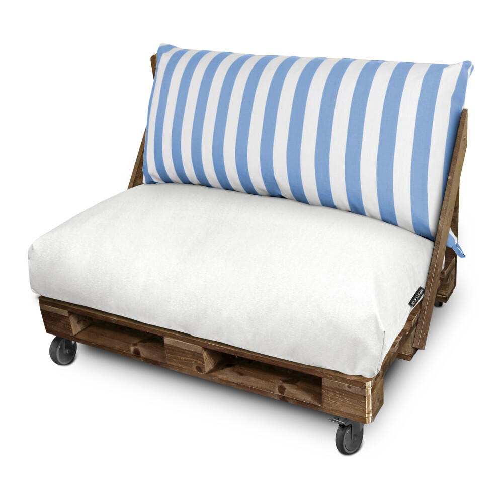Cojín para palets toldotex blanco-azul cielo set: asiento 120x80x20 (blanco
