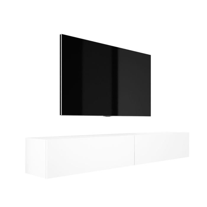 Mueble tv suspendido - blanco mate - roble - 200 x 32 x 34 cm