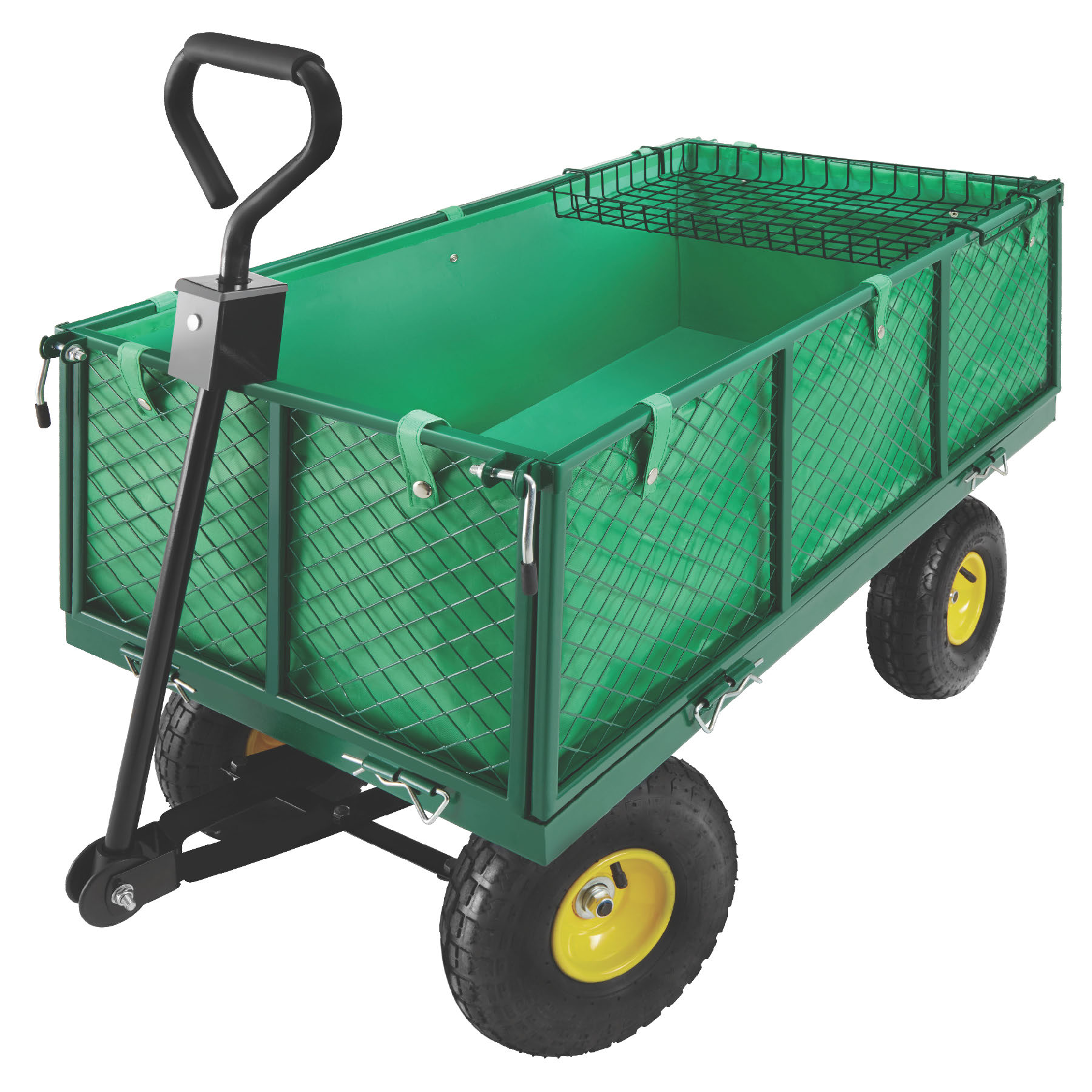 Carrito de transporte con paneles laterales plegables y 550 kg verde