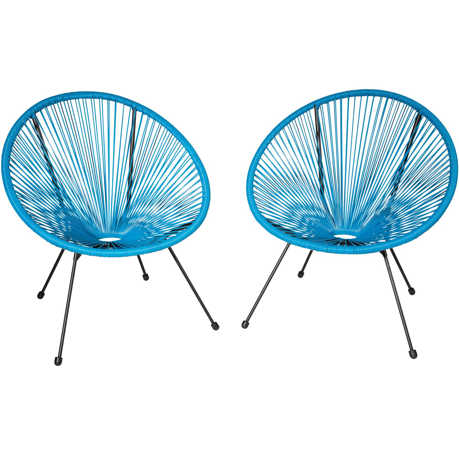 2 sillas de jardín diseño retro, estilo acapulco 70.5x69x78 cm azul