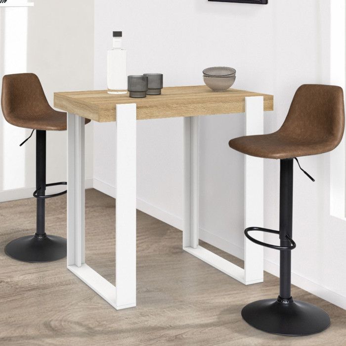 Mesa alta de bar - madera blanca - 90 cm