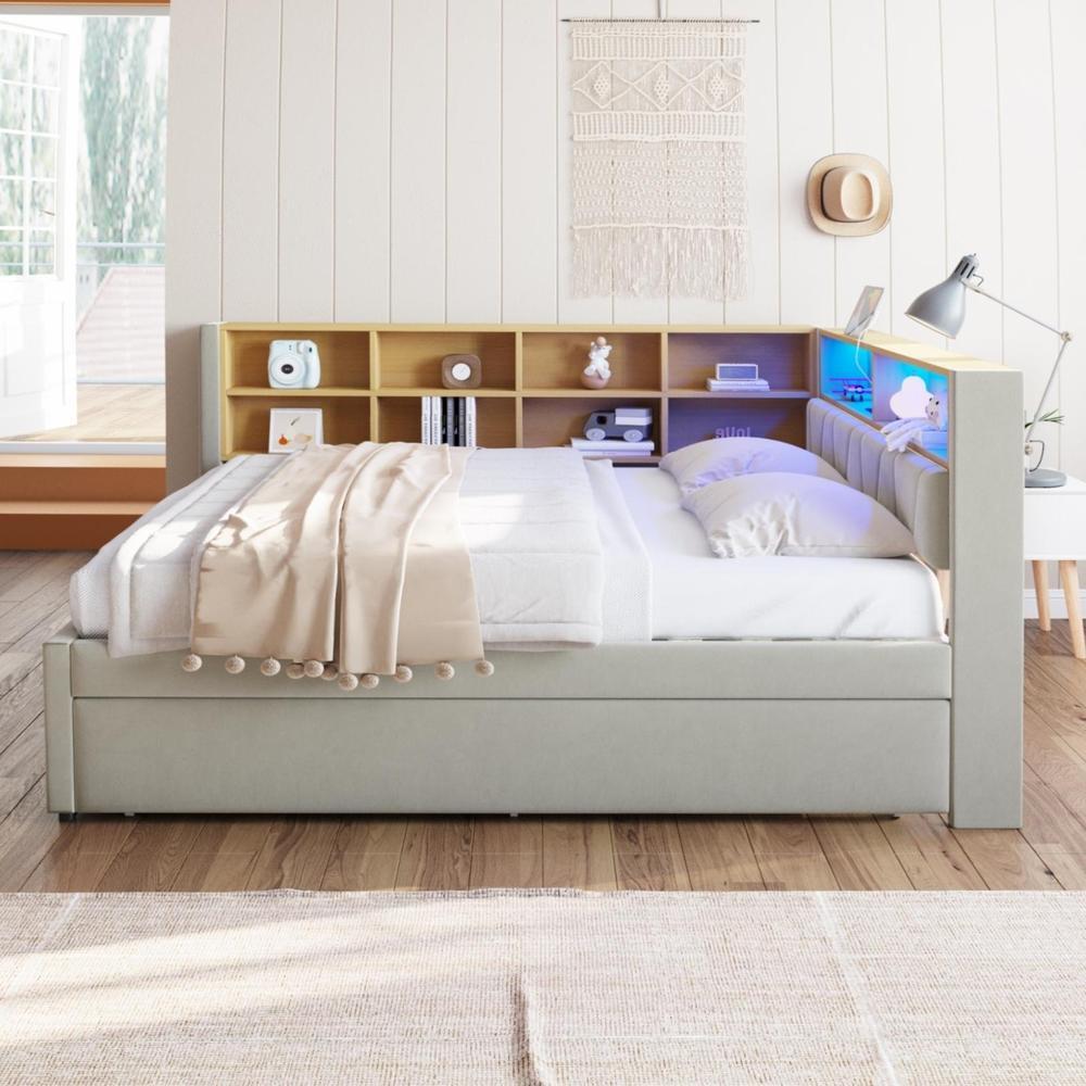 Canapé cama convertible con somier 140x200cm gris