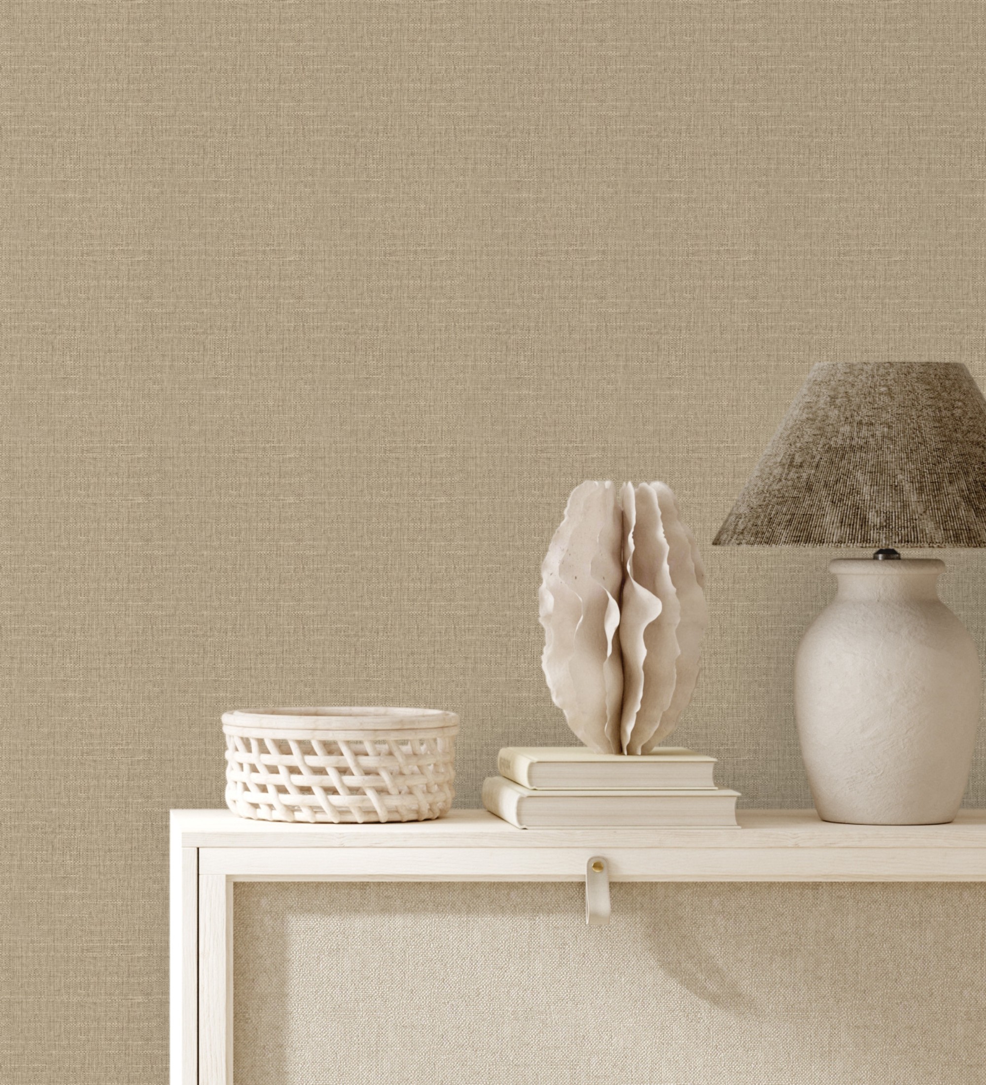 Papel pintado gaulan textil con textura alto relieve beige 5.33m²