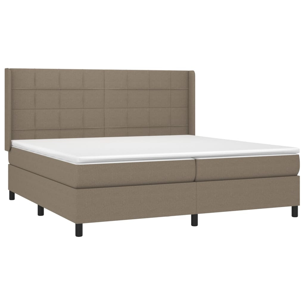 vidaXL cama box spring colchón y luces LED tela gris taupe 200x200 cm