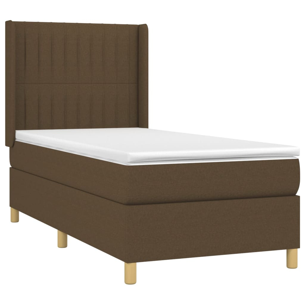 vidaXL cama box spring colchón y luces LED tela marrón oscuro 80x200cm