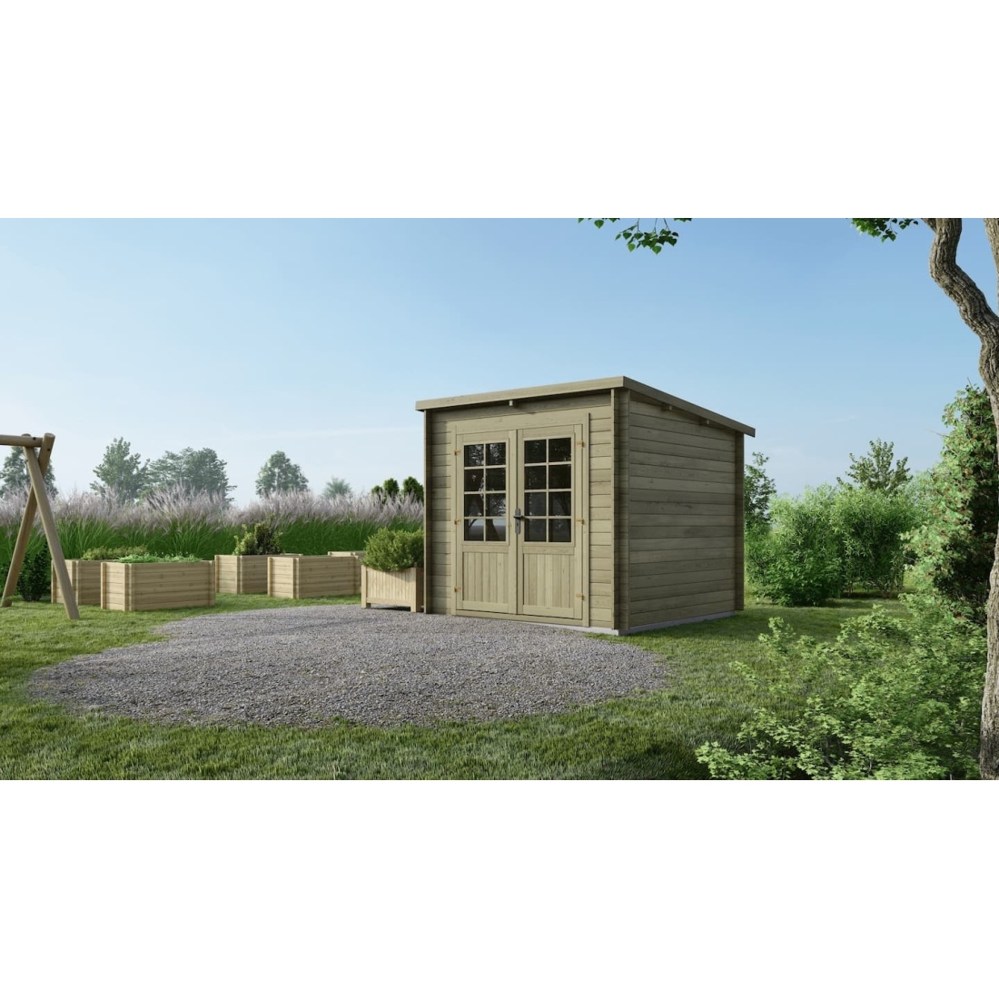 Caseta de jardín de madera 6.25 m2 - 2.5x2.5 m - 28 mm - impregnada