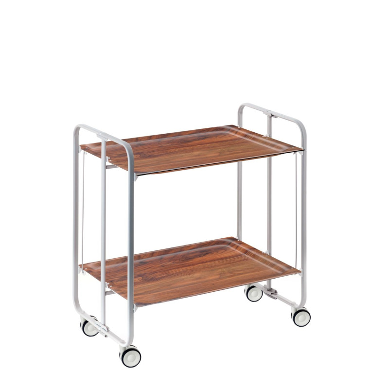 Carrito auxiliar con ruedas bauhaus armazón metálico gris, 2 bandejas