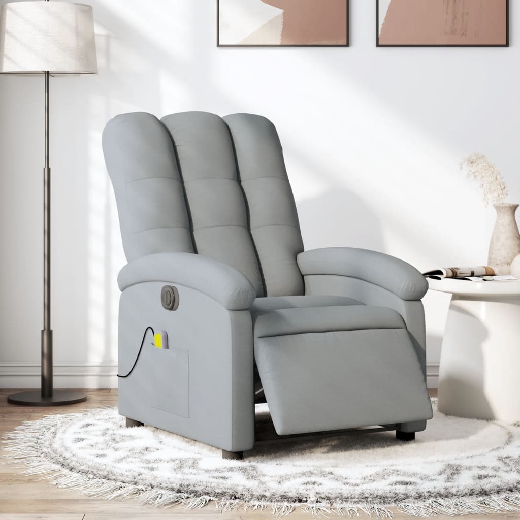 Sillón reclinable de masaje eléctrico tela gris claro qweo3871