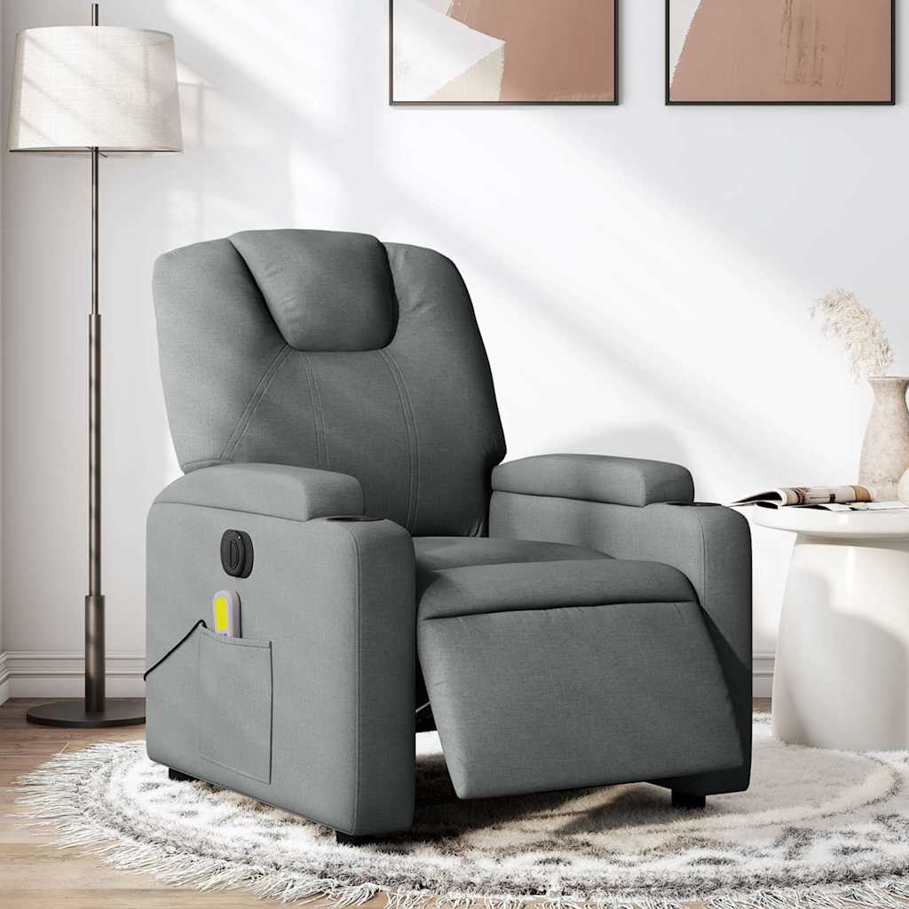 Sillón reclinable de masaje eléctrico tela gris oscuro qweo4304