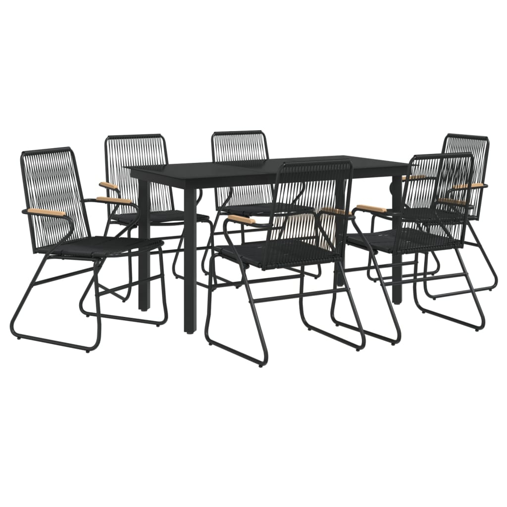 vidaXL juego de comedor para jardín 7 piezas ratán PVC negro