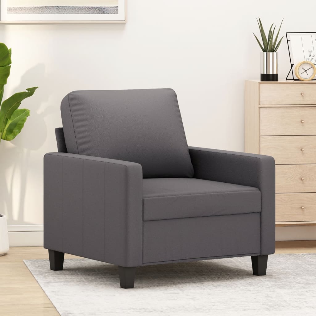 Sillón cuero sintético gris 60 cm qweo8261