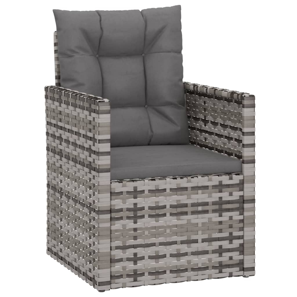vidaXL sillón de jardín con cojín ratán sintético gris