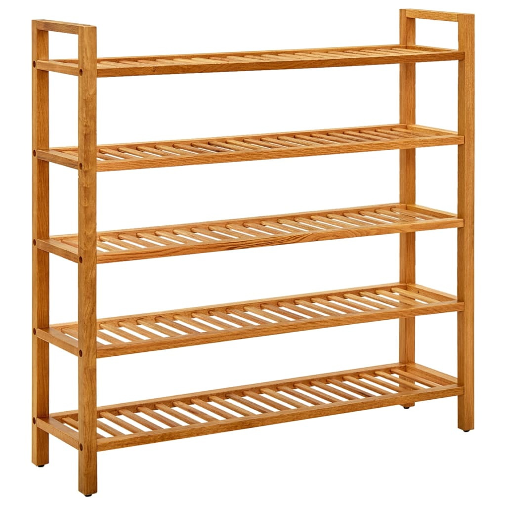 vidaXL zapatero con 5 estantes madera maciza de roble 100x27x100 cm