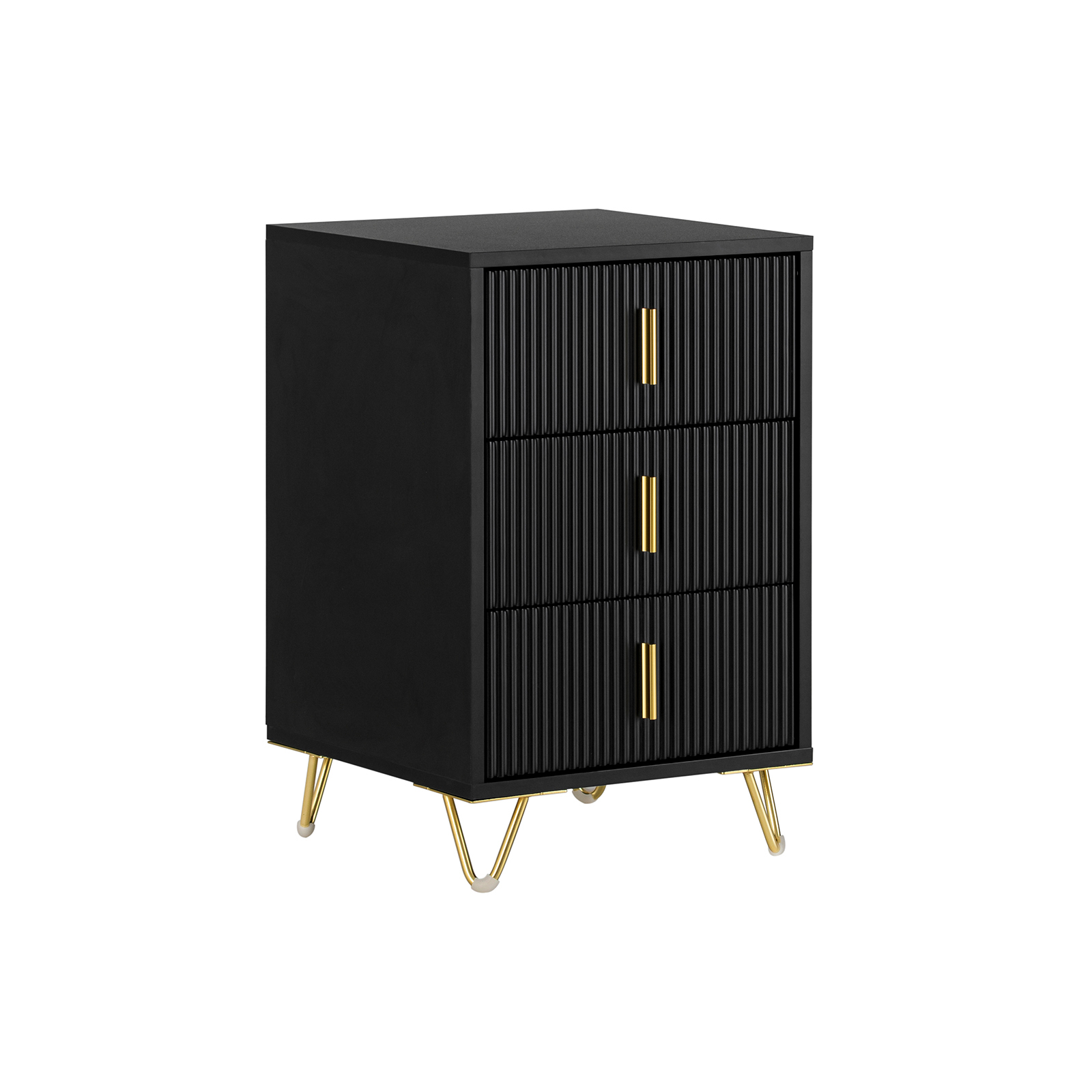 Sobuy mesita de noche con 3 cajones negro 40x40x63 cm