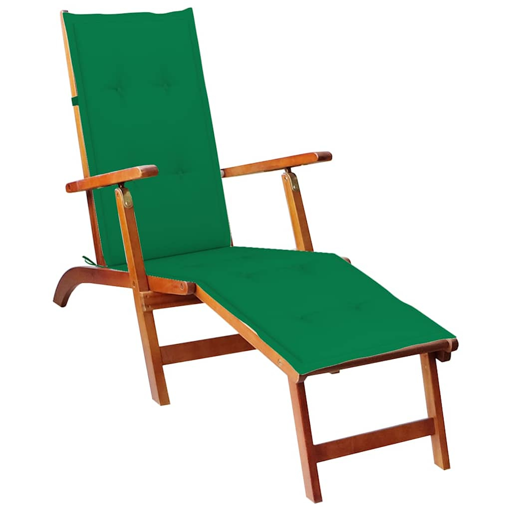 vidaXL tumbona de jardín con reposapiés y cojín madera maciza acacia