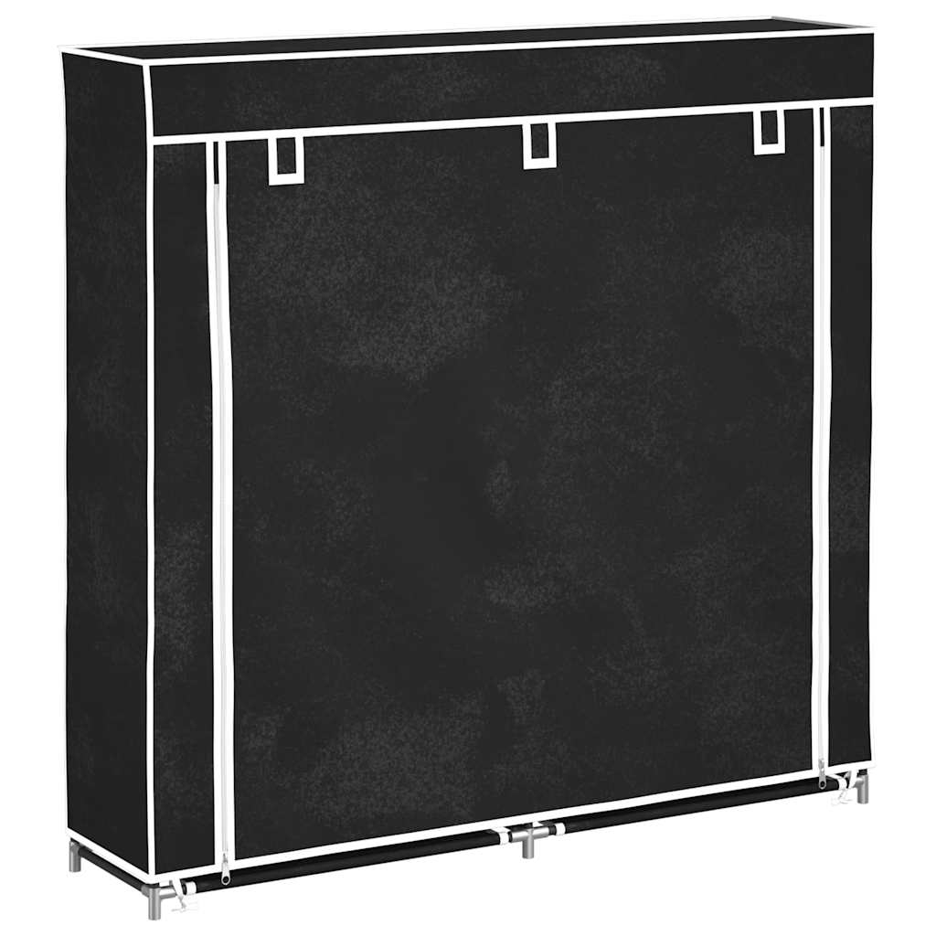 vidaXL zapatero de tela con cubierta negro 115x28x110 cm