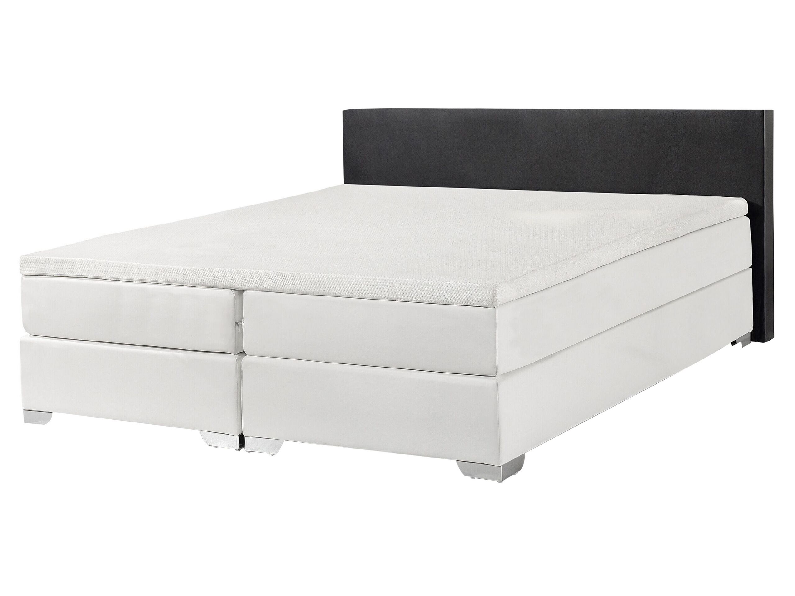 Cama continental piel sintética president 160 x 200 cm negro/blanco