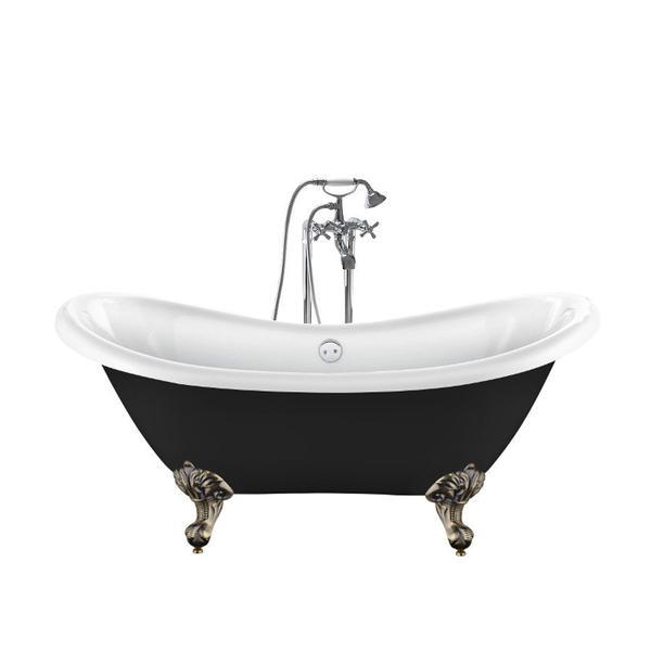 Bañera con patas darlington negra 175 cm patas águila bronce envejecido