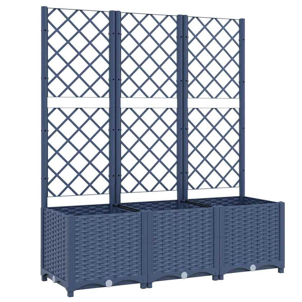 vidaXL jardinera con enrejado pp azul gris 120x40x136 cm