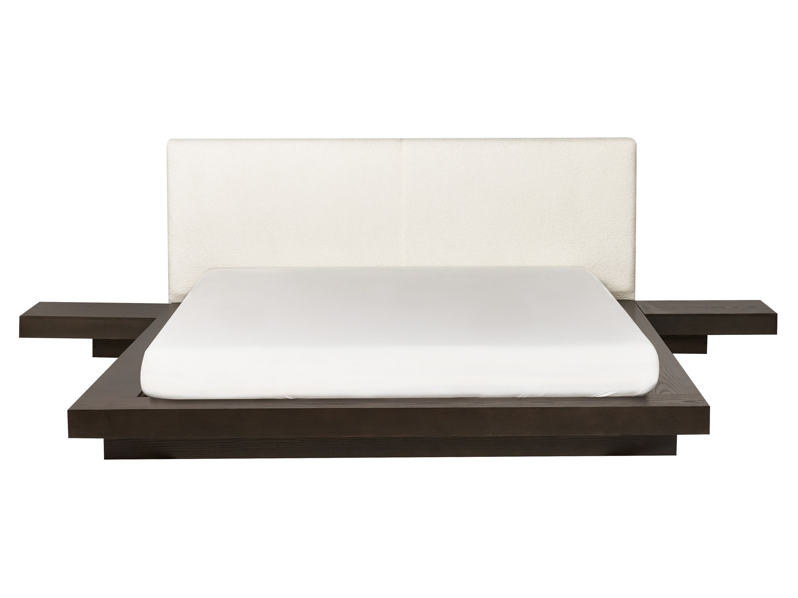 Cama LED bouclé zen 160 x 200 cm LED fresno oscuro