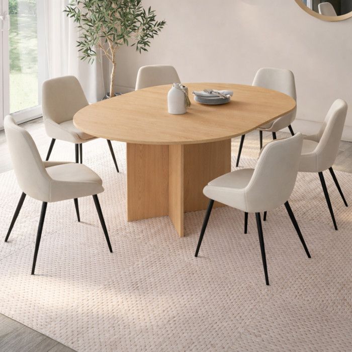 Mesa de comedor ovalada extensible de madera 110-150 cm