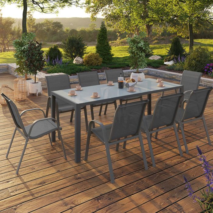 Conjunto jardín madrid 8 plazas vidrio templado - 190 cm