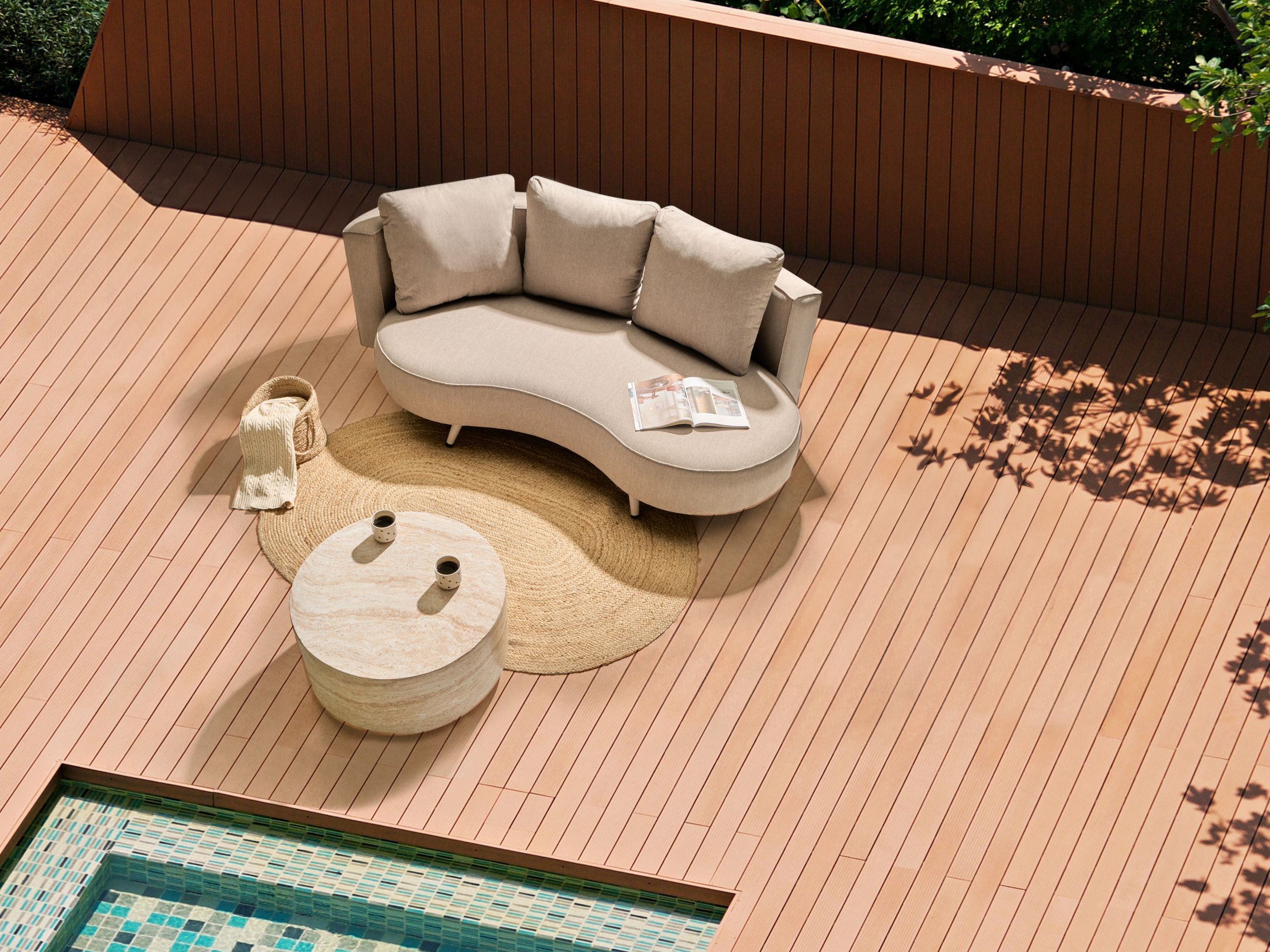 Sofá de jardín 3 plazas parori beige izquierda