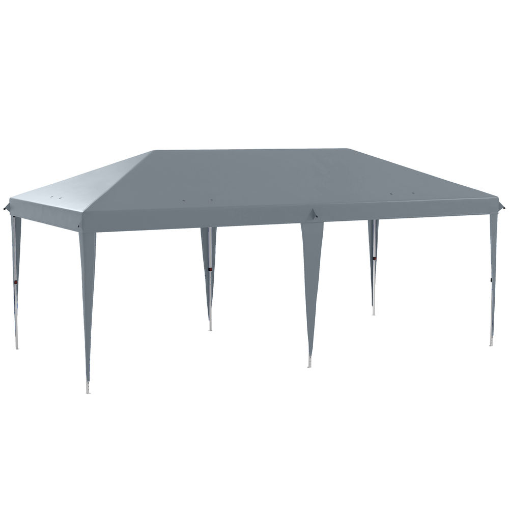 Carpa plegable 585x295x270 cm acero, tela oxford color gris Outsunny