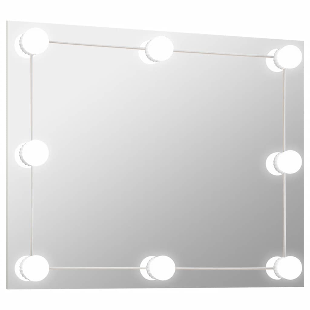 vidaXL espejo de pared sin marco con luces LED rectangular de vidrio
