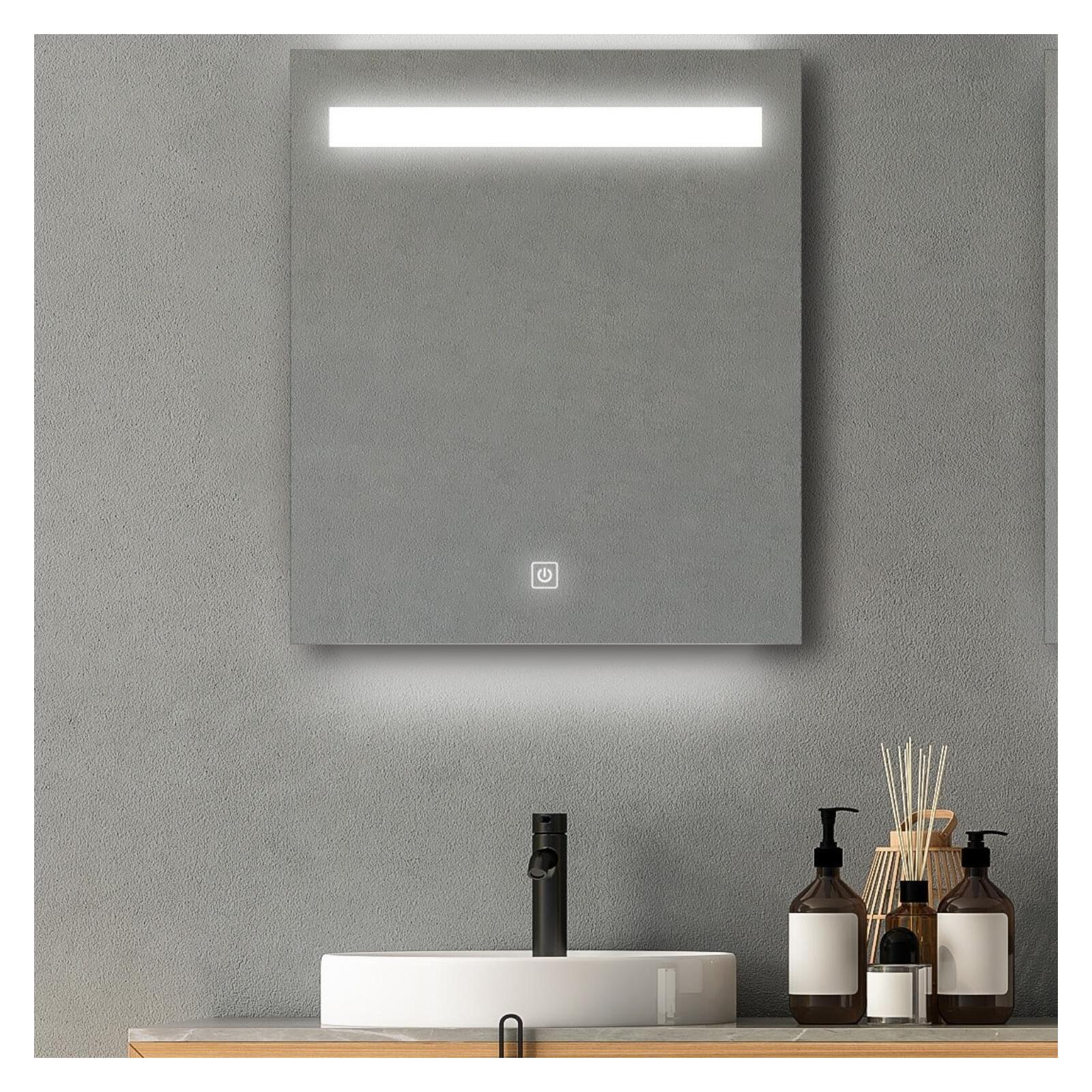 Espejo LED rectangular l60/80cm de vidrio plateado nova lux