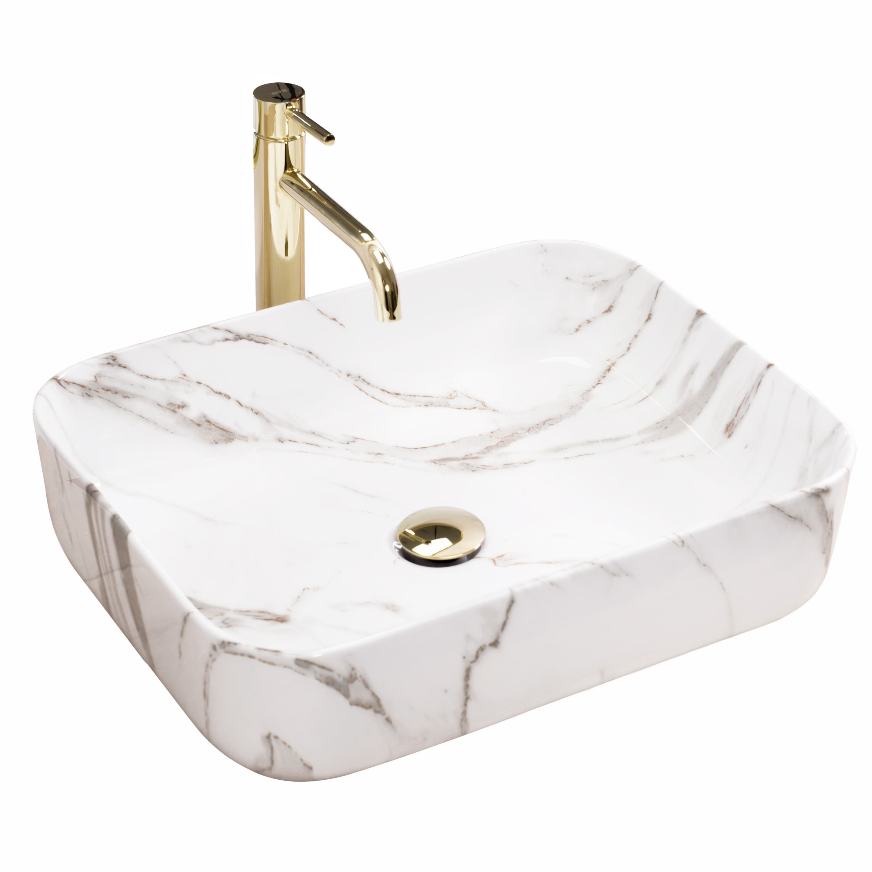 Rea lavabo sobre encimera demi shiny aiax white rectangle, 51x39x13,5 cm