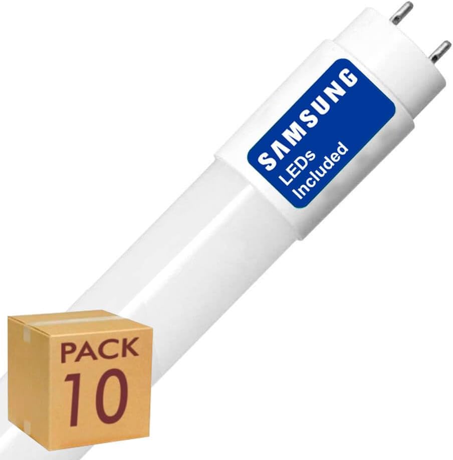 Pack x10 tubo LED 60cm 9w chip Samsung t8 g13, 1000lm, luz natural 4000k