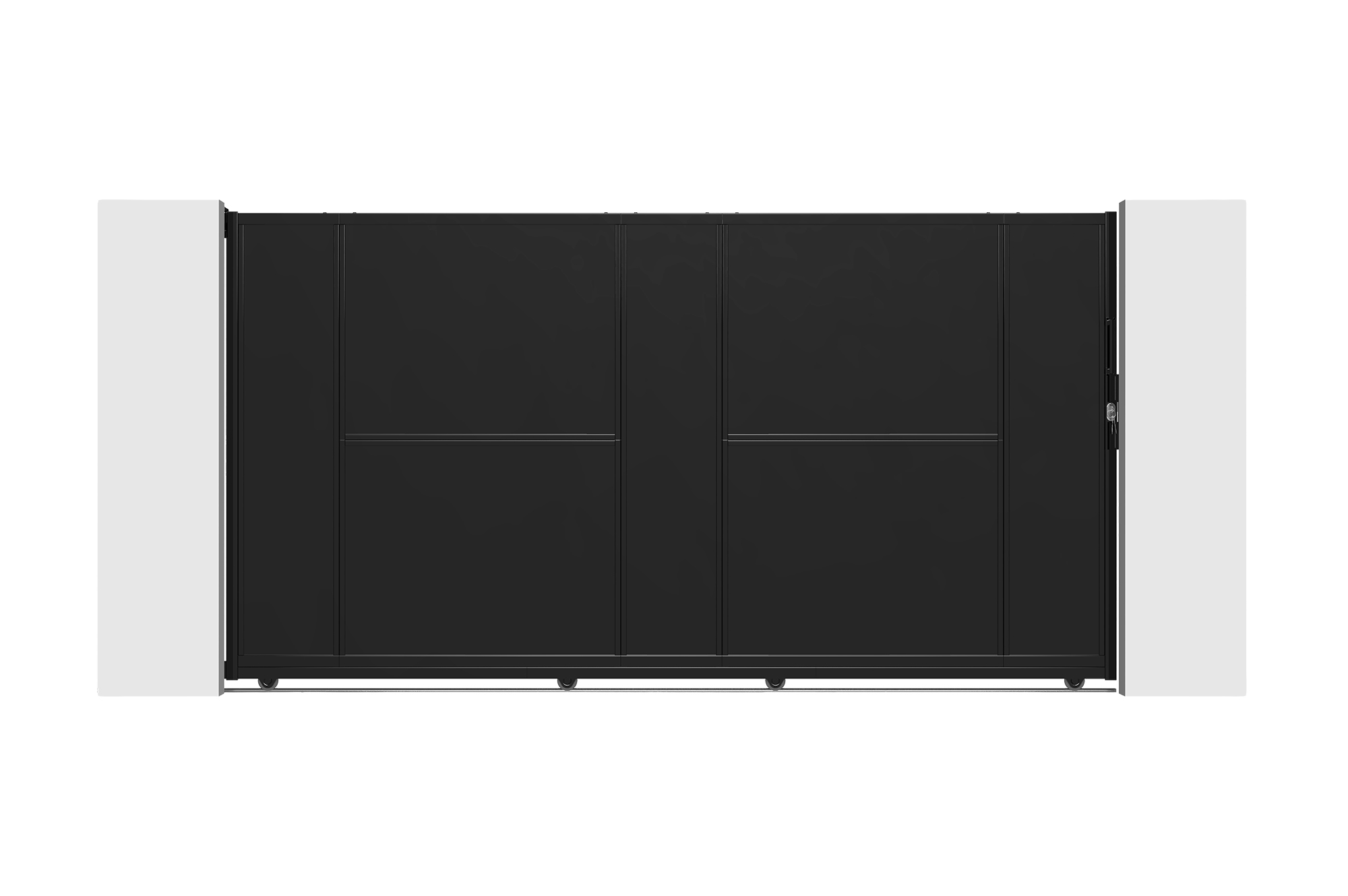Puerta corredera acero nali 3 m h160 negro + puerta peatonal