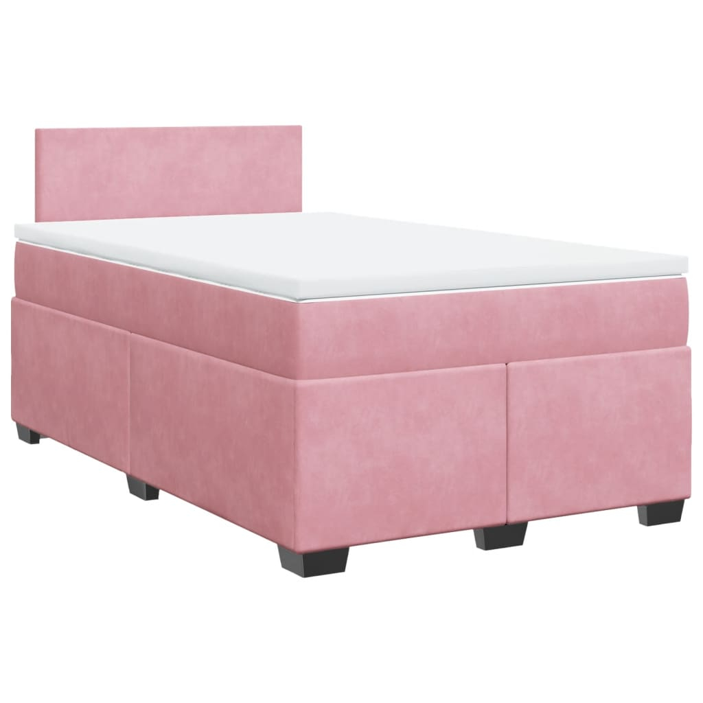 vidaXL cama box spring con colchón terciopelo rosa 120x200 cm