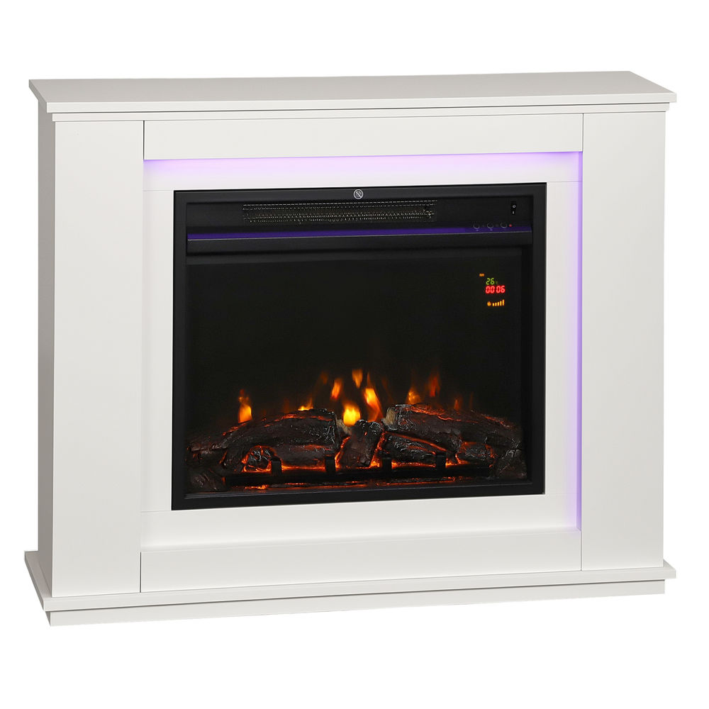 Chimenea eléctrica 98x25x80 cm mdf, vidrio Homcom, hogar - climatización