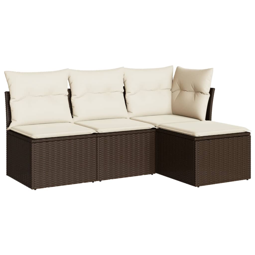 vidaXL set de sofás de jardín 4 pzas y cojines ratán sintético marrón