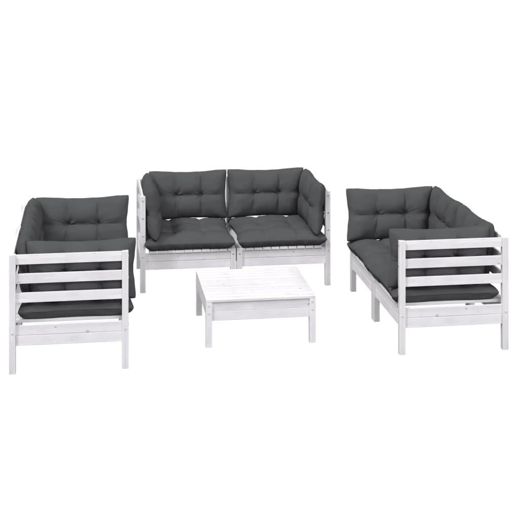 vidaXL muebles de jardín 7 pzas con cojines madera maciza de pino