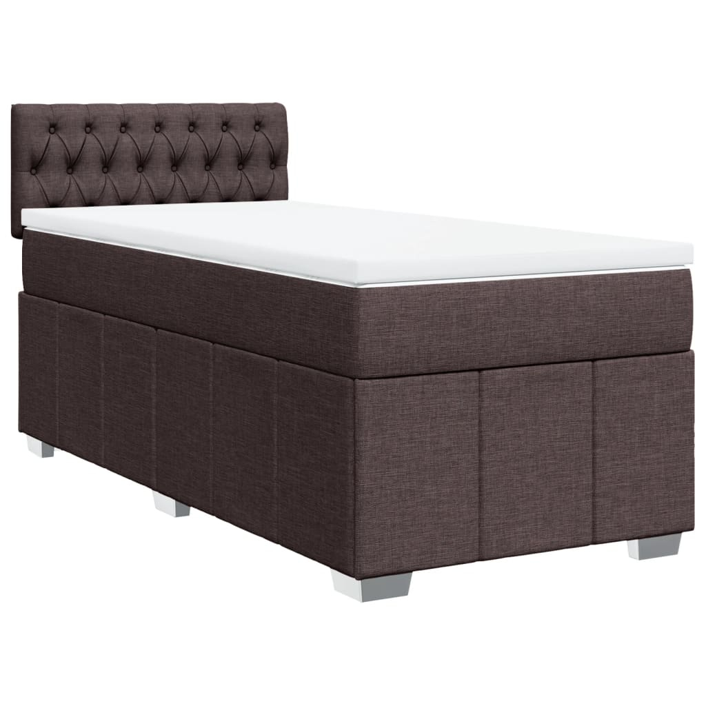 vidaXL cama box spring con colchón tela marrón oscuro 100x200 cm