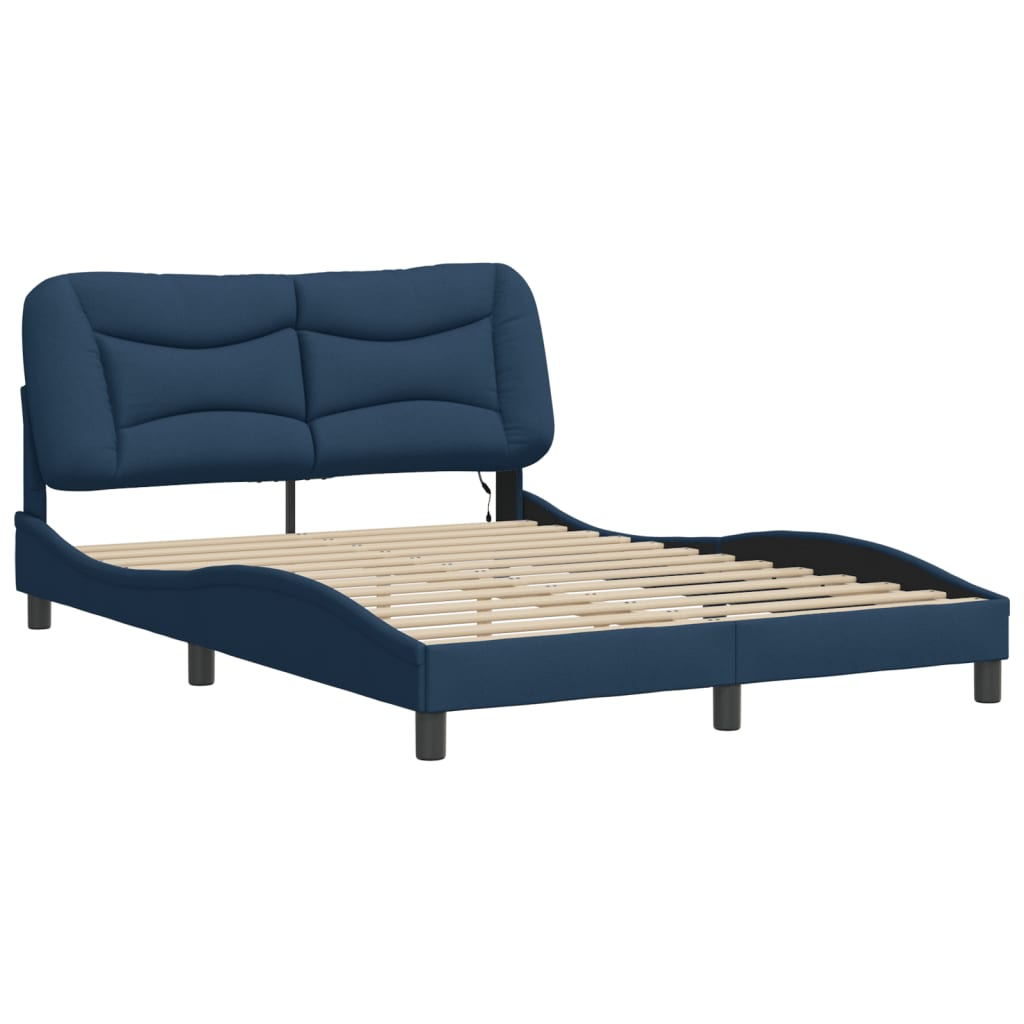 vidaXL estructura de cama con LED sin colchón hvar tela azul 140x190 cm