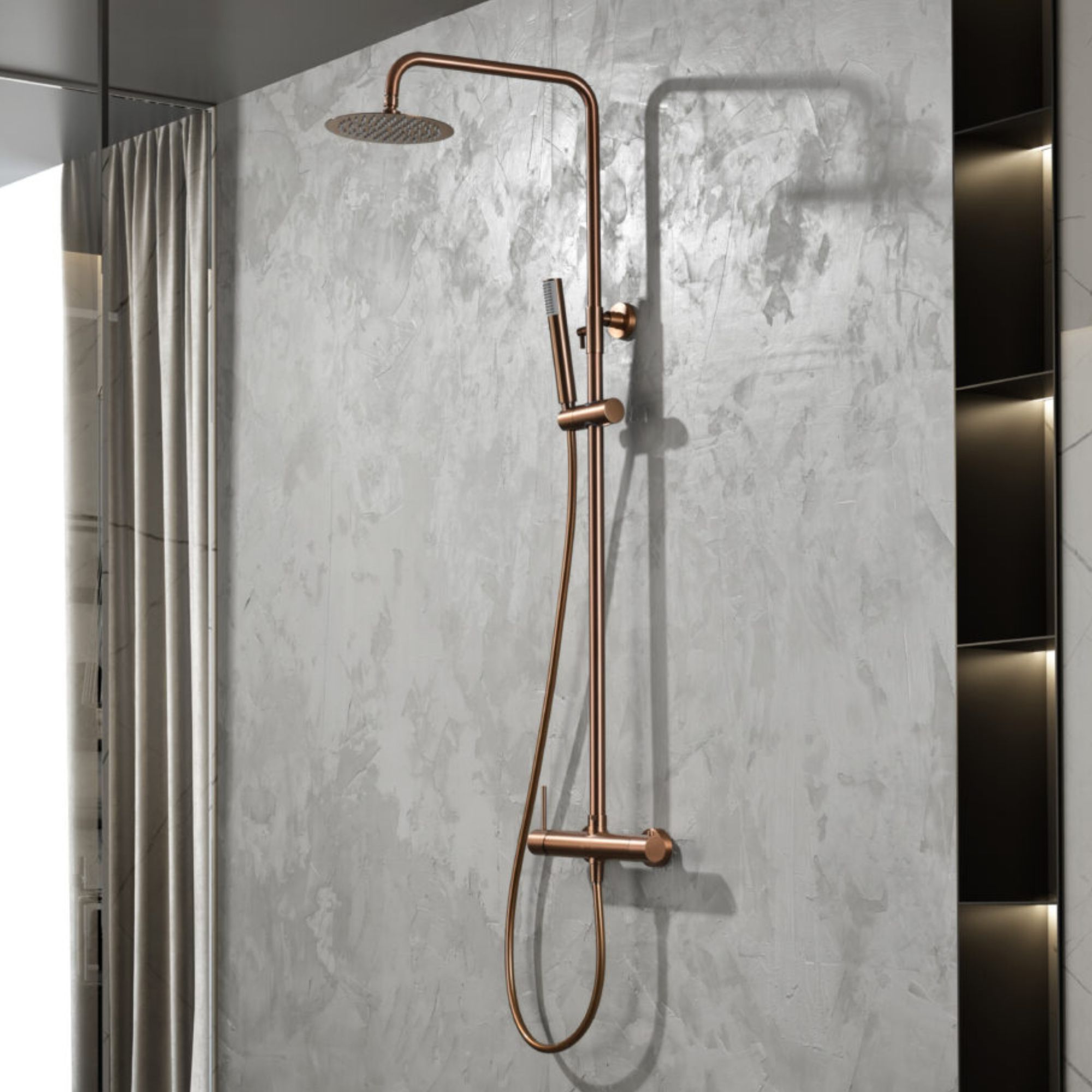 Imex - columna ducha monomando con grifo oro rosa serie line