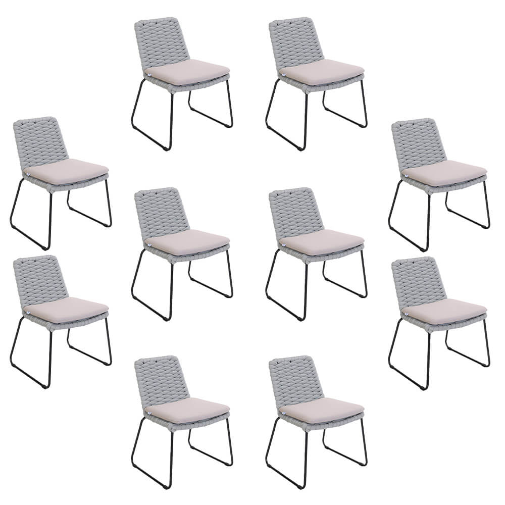 Balero silla de jardín de mimbre gris claro - lote de 10