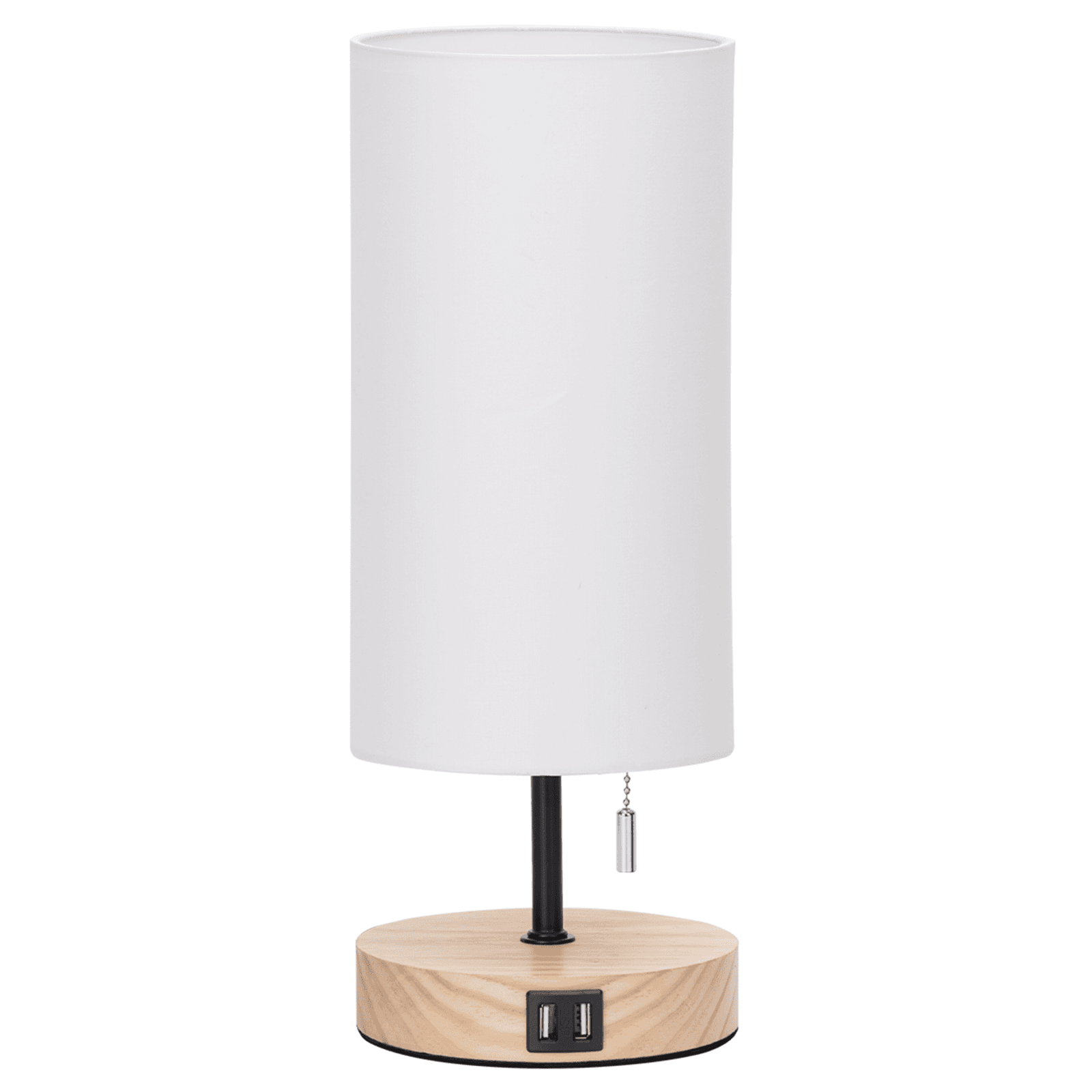 Aigostar lámpara mesa con 2 puertos usb y base madera vintage