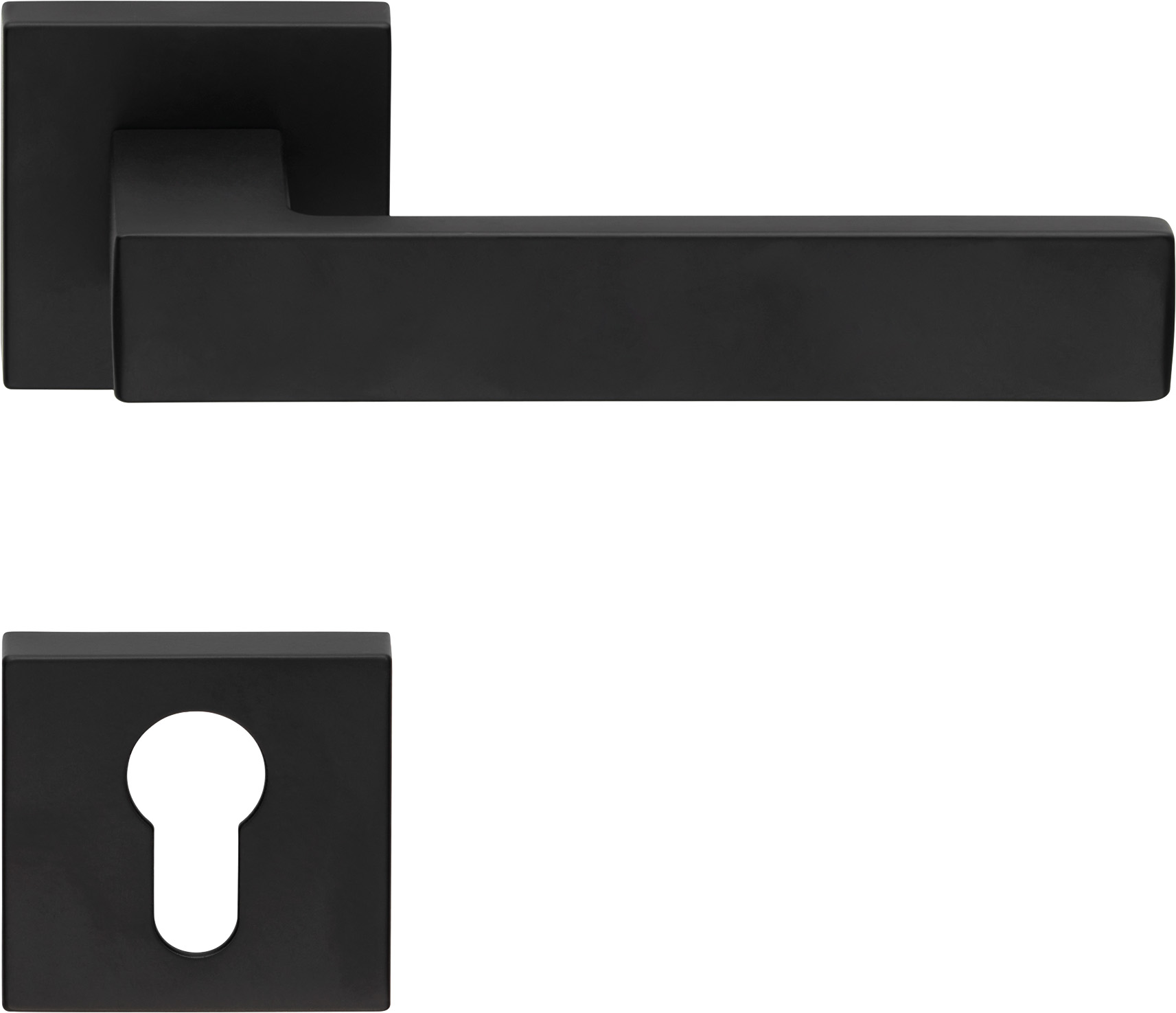 2 manilla roseta cuadrada, agujero de llave, negro, para puerta de entrada.
