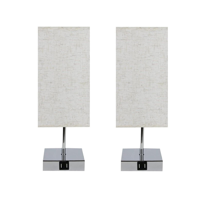 Nettlife lámpara de mesa E27 plateado 13x13(2er-set)