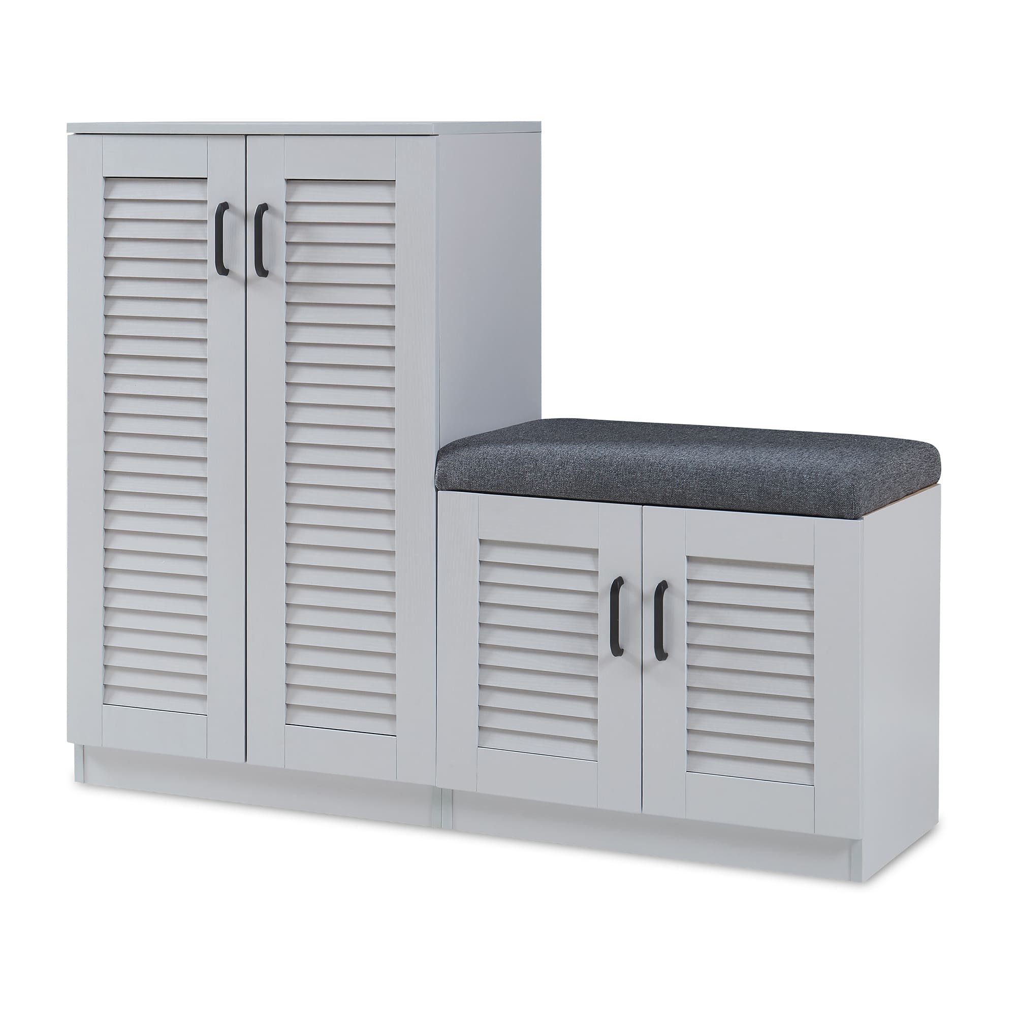 Mueble zapatero løten + banco para 18 pares 97x120x36 cm - gris [en.casa]