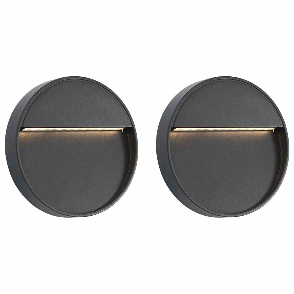 vidaXL lámparas LED de pared para jardín 2 unidades redonda negra 3 w