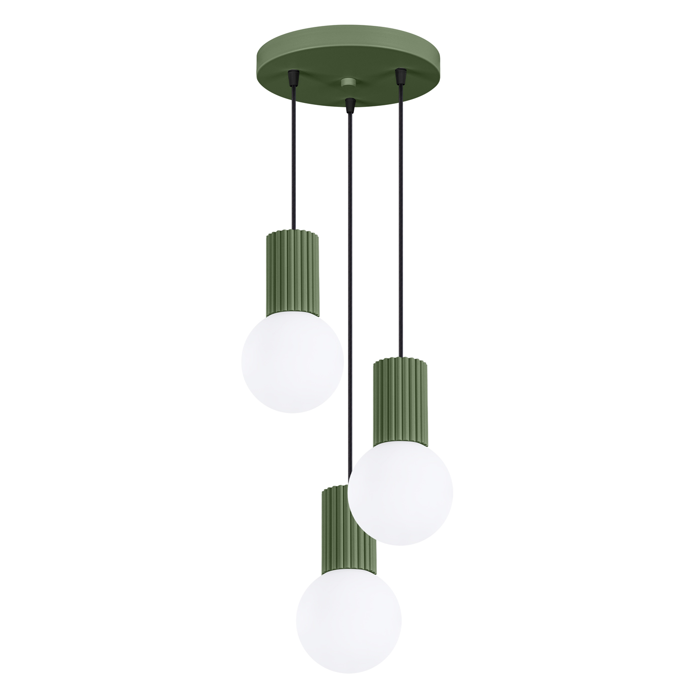 Lámpara coLGante halo 3 verde oliva aluminio/vidrio 25x125x25cm