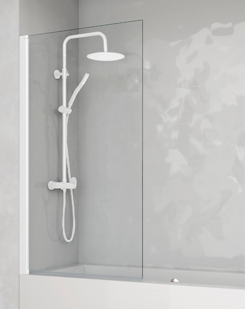Mampara bañera abatible | vidrio 6mm 85x150cm | blanco transparente