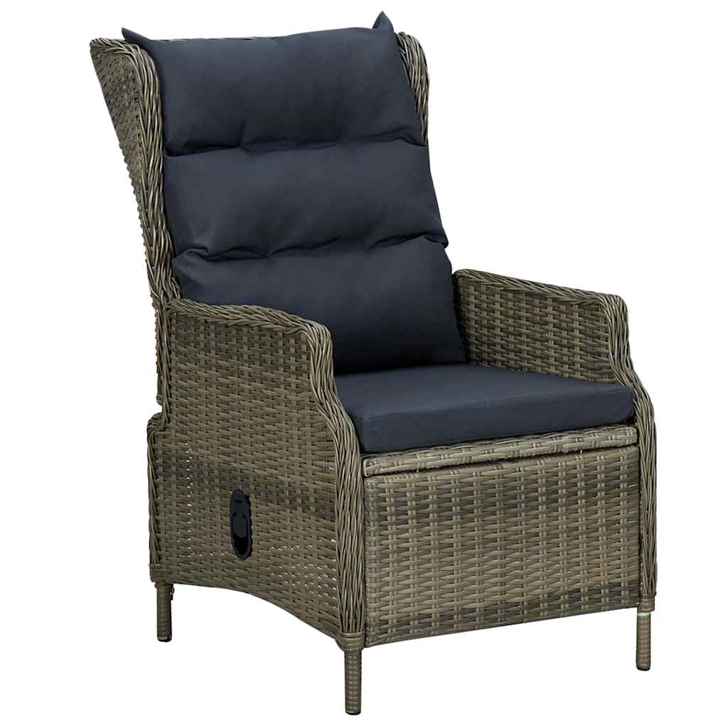 vidaXL sillón reclinable de jardín con cojines ratán sintético marrón